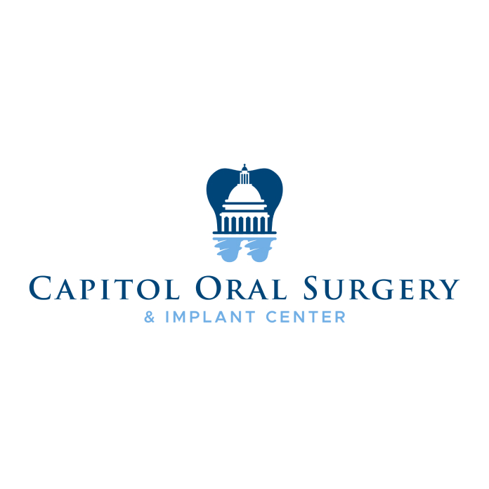 Capitol Oral Surgery & Implant Center logo featuring blue capitol dome icon with text.